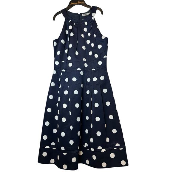Eliza J Navy Polka Dot Halter Dress - Size 4 - Picture 2 of 13